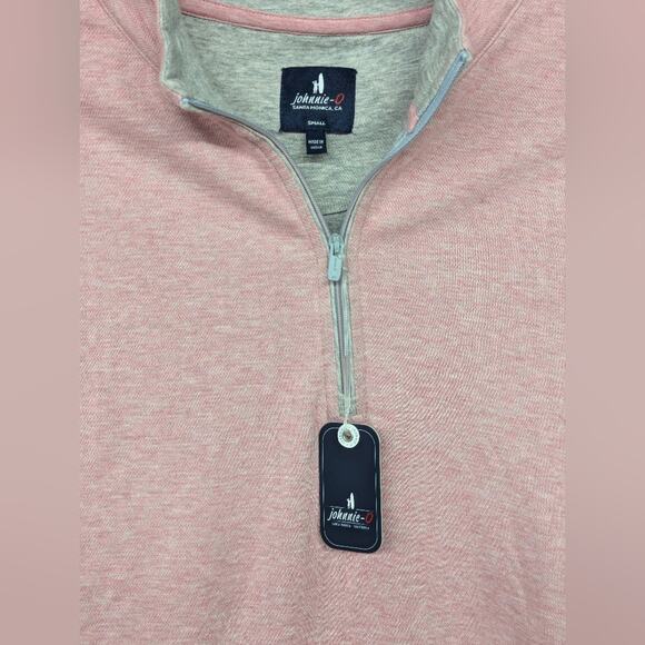 New nwt Johnnie-O Hanks Heathered Quarter Zip Pullover coral light red Small - Picture 4 of 7